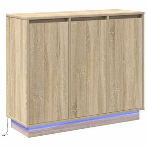 vidaXL LED sānu galds Sonoma ozols 90 x 32 x 75 cm Inženierijas koks
