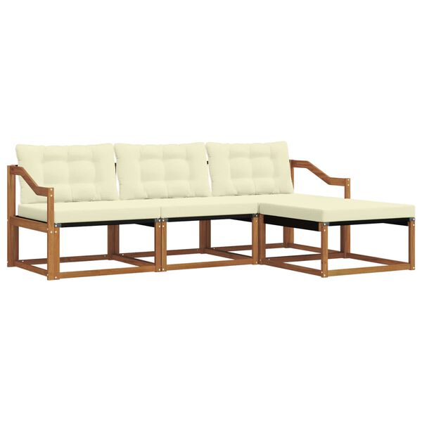 vidaXL Āra dīvānu komplekts ar spilvenu 4 pcs Dabisks un krējuma