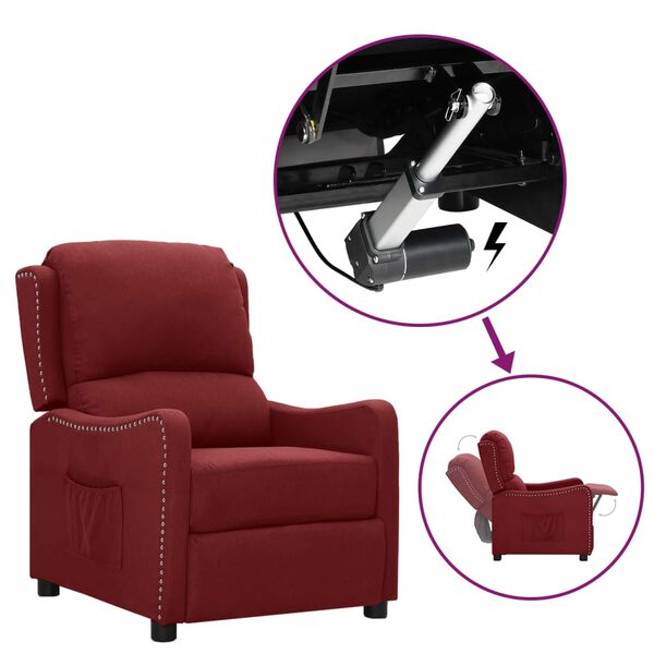 vidaXL atpūtas krēsls, paceļams, vīnsarkans audums