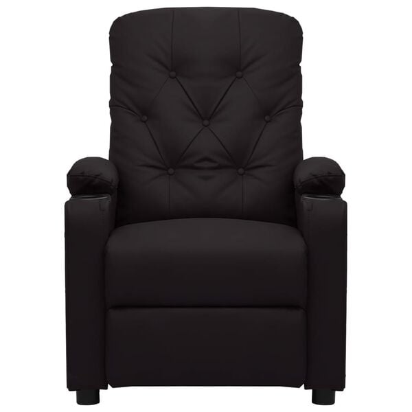 vidaXL atpūtas krēsls, atgāžams, melna mākslīgā āda