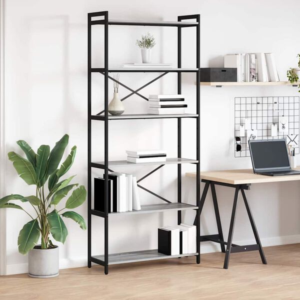 vidaXL Grāmatu plaukts Pelēka Sonomas ozola 40 x 30 x 85 cm