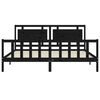 vidaXL gultas rāmis ar galvgali, melns, 200x200 cm, masīvkoks