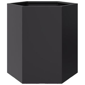 vidaXL puķu kaste, melna, se&scaron;stūra, 46x40x45 cm, tērauds