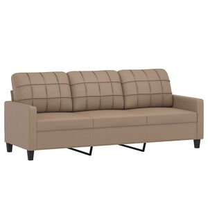 vidaXL trīsvietīgs dīvāns, kapučīno krāsa, 180 cm, mākslīgā āda