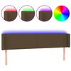 vidaXL gultas galvgalis ar LED, 183x16x78/88 cm, tum&scaron;i brūns audums
