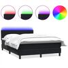vidaXL atsperu gulta ar matraci, LED, melna samts, 140x210 cm