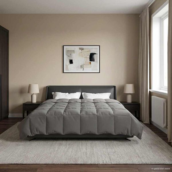 vidaXL Pilnas gada sega Tiltiņ&scaron; Gai&scaron;i pelēks 200 x 220 cm Mikro&scaron;ķiedra