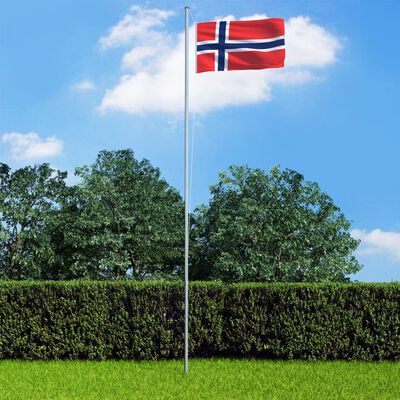 vidaXL Norvēģijas karogs un karoga masts, alumīnijs, 4 m