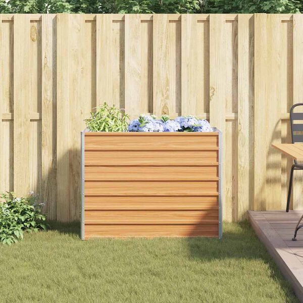 vidaXL augstā puķu kaste, 100x40x77 cm, cinkots tērauds, sudrabains