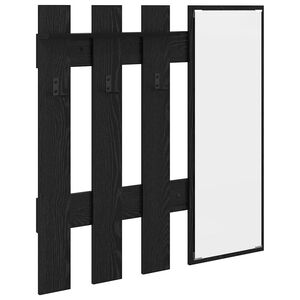 vidaXL Sienas pakaramais ar spoguli Melns ozolkoks 100 x 10 x 100 cm
