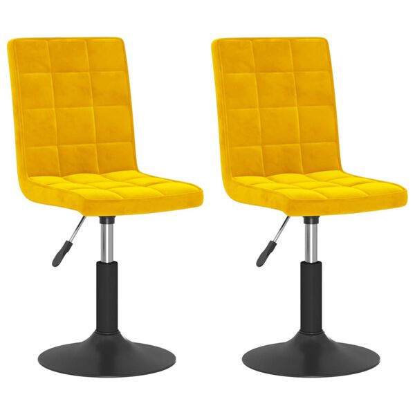 vidaXL grozāmi virtuves krēsli, 2 gab., sinepju dzeltens samts