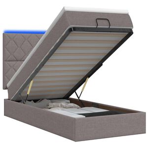 vidaXL Otomāna gulta ar matraču un LED Pelēkbrūna 80 x 200 cm Audums