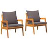 vidaXL Dārza krēsls ar spilvenu 2 Gabals Eļļa dabīgā 65 x 59,5 x 72 cm