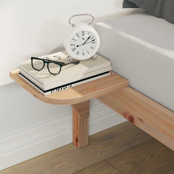 vidaXL Gultas rāmja komplekts ar sānu galdiem Dabiska 140 x 220 cm