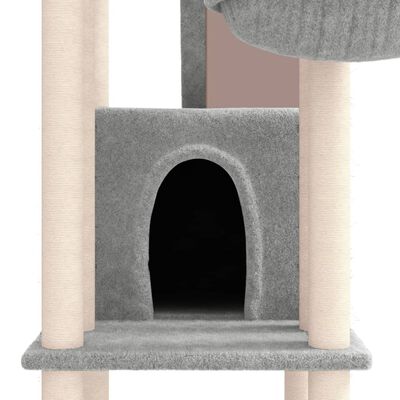 vidaXL kaķu māja ar sizala stabiem nagu asināšanai, 201 cm, pelēka