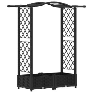 vidaXL Pacelta gulta ar treliem un jumtu Melns 124 x 40 x 123 cm PP