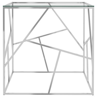 289016 vidaXL Coffee Table Silver 55x55x55 cm Stainless Steel and Glass