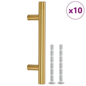 vidaXL skapja rokturi, 10 gab., zelta, 64 mm, nerūsējo&scaron;ais tērauds