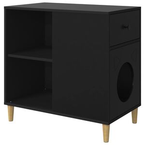 vidaXL Kaķu māja Melns 72 x 42,5 x 70 cm Inženierijas koks