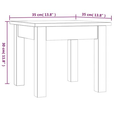 vidaXL kafijas galdiņš, pelēks, 35x35x30 cm, priedes masīvkoks
