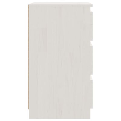 vidaXL naktsskapītis, balts, 60x36x64 cm, priedes masīvkoks
