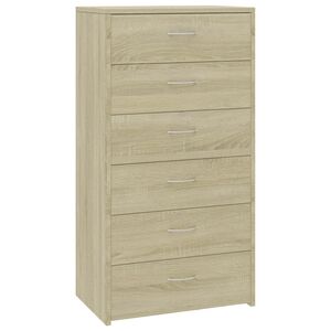 vidaXL kumode ar 6 atvilktnēm, 50x34x96 cm, inženierijas koks