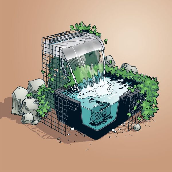 Ubbink ūdenskrituma komplekts ar LED Nevada, 60 cm, nerūsējo&scaron;s tērauds