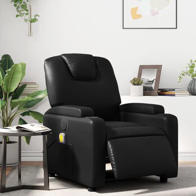 vidaXL elektrisks masāžas krēsls, atgāžams, melna mākslīgā āda