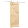 vidaXL Slīdo&scaron;ās durvis Dabisks un balts 80 x 210 cm Priedes masīvkoks