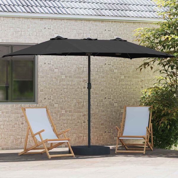 vidaXL Dārza parasols Melna 385 x 209 x 244 cm Poliesters
