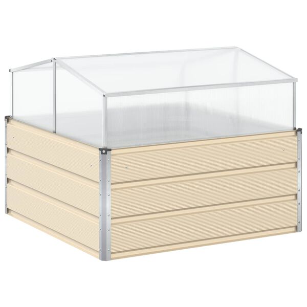 vidaXL Puķu kaste Krēms 100 x 100 x 77 cm Cinkots tērauds