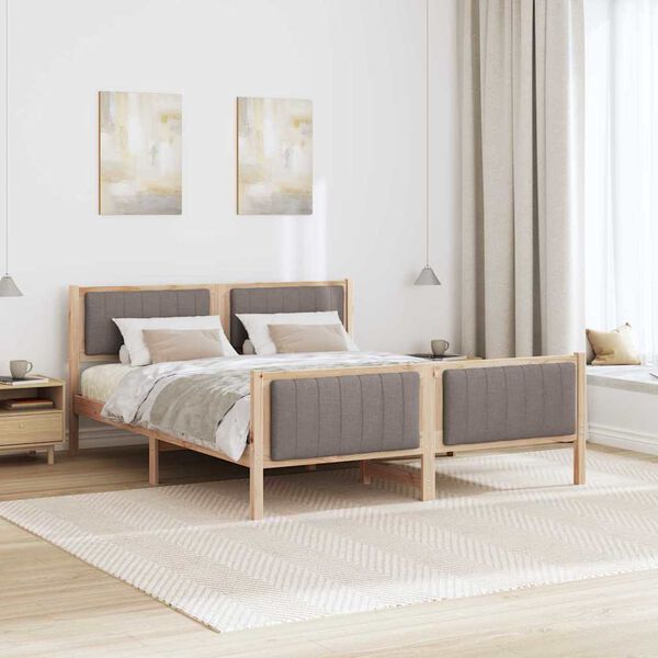 vidaXL Gultas rāmis Braun un taupe 150 x 200 cm Priedes masīvkoks