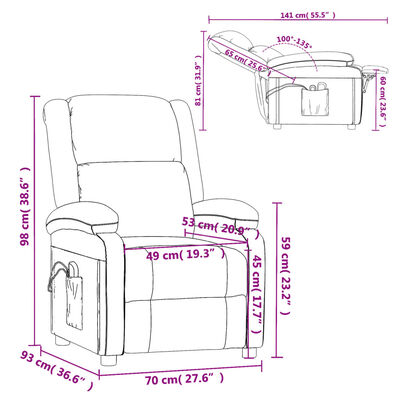 vidaXL elektrisks masāžas krēsls, antracītpelēka mākslīgā āda