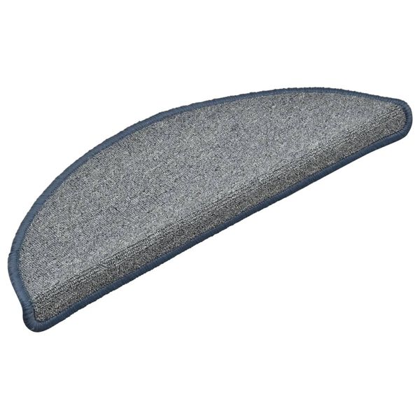 vidaXL kāpņu paklājiņi, 15 gab., 56x17x3 cm, gai&scaron;i pelēki un zili, pusapaļi