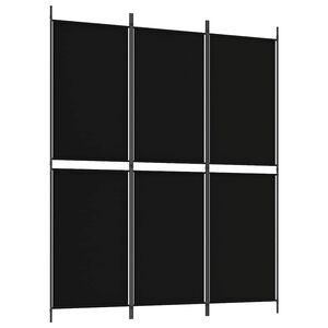 vidaXL 3-paneļu istabas aizslietnis, 150x180 cm, melns audums