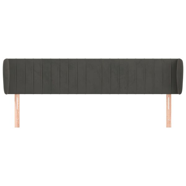 vidaXL galvgalis ar malām, tum&scaron;i pelēks samts, 203x23x78/88 cm