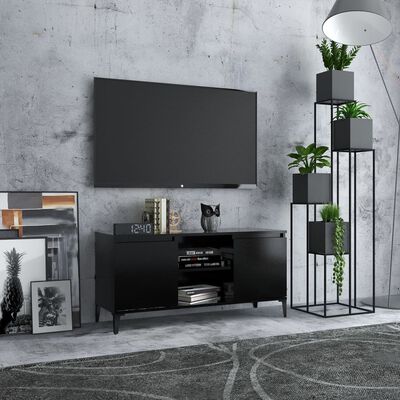 vidaXL TV skapītis, melns, 103,5x35x50 cm, skaidu plātne, metāla kājas