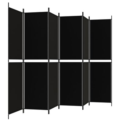 vidaXL 6-paneļu istabas aizslietnis, 300x200 cm, melns audums