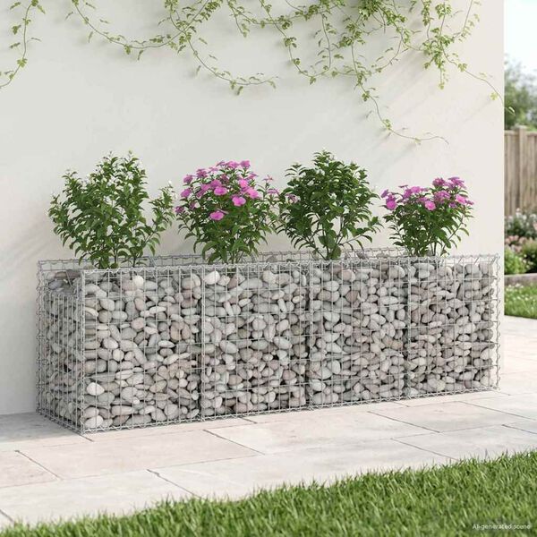 vidaXL Gabions pacelta gulta Sudraba 200 x 50 x 60 cm Cinkots tērauds