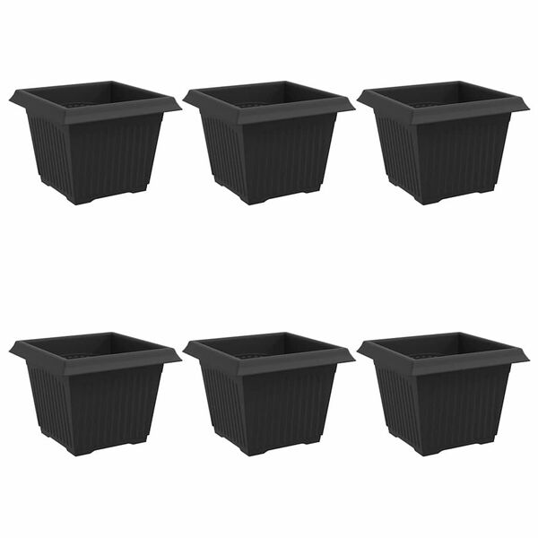 vidaXL Kvadrātveida Ziedu Pods 6 pcs Melna 23 x 23 x 17,5 cm Plastmasa