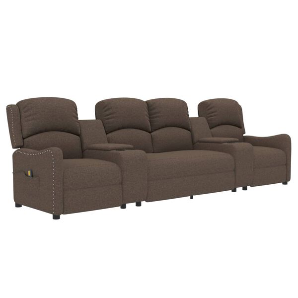 vidaXL četrvietīgs masāžas krēsls ar glāžu turētāju, pelēkbrūns