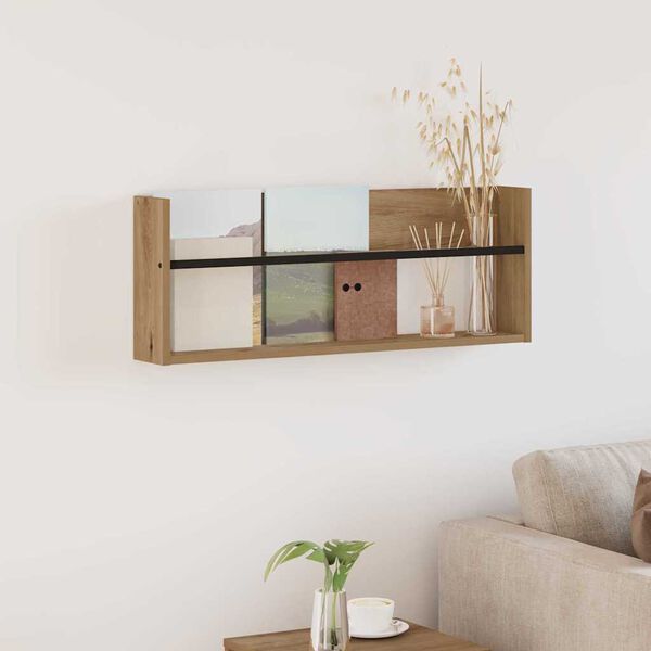 vidaXL Žurnālu statīvs ar plauktu Artisānā ozols 80 x 12 x 30 cm