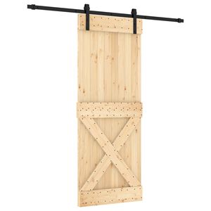 vidaXL Slīdo&scaron;ās durvis 80 x 210 cm Cieta priedes koks (neapstrādāts)