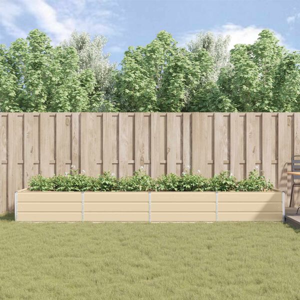 vidaXL Puķu kaste Krēms 195 x 100 x 45 cm Cinkots tērauds