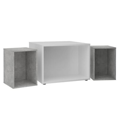 FMD kafijas galdiņš ar 2 galdiņiem, 67,5x67,5x50 cm, balta un betona