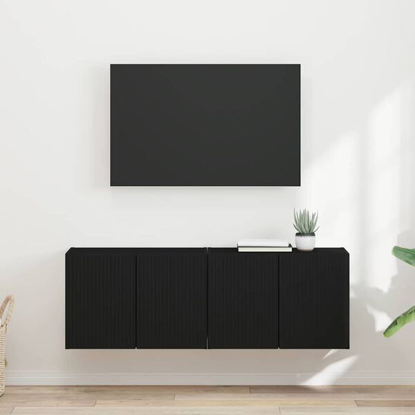 vidaXL TV sienas skapītis 2 pcs Melna 59,5 x 31 x 40 cm