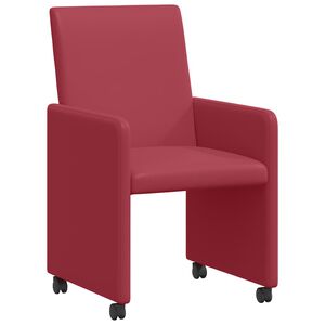 vidaXL Ēdamgalda krēsli ar ritenī&scaron;iem 2 pcs Vīnsarkans 57 x 66 x 94 cm