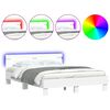 vidaXL gultas rāmis ar galvgali un LED, balts, 150x200 cm