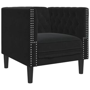 vidaXL Chesterfield atpūtas krēsls, melns samts