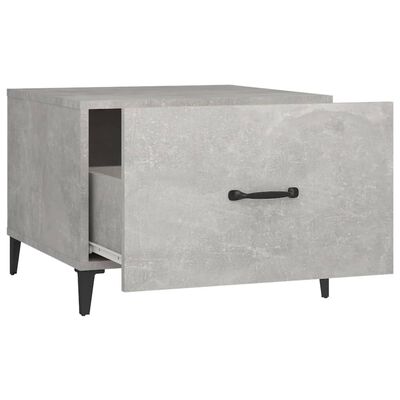vidaXL kafijas galdiņš ar metāla kājām, betona pelēks, 50x50x40 cm